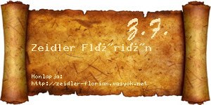 Zeidler Flórián névjegykártya